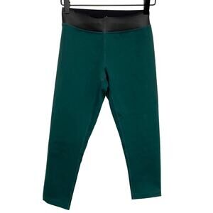 Zella Emerald Green Faux Leather Waistband Crop Leggings XS